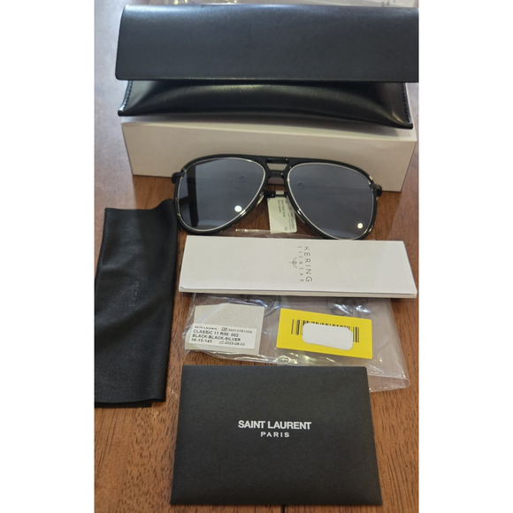 NEW SAINT LAURENT CLASSIC 11 RIM 002 BLACK, SILVER SUNGLASSES - Picture 16 of 16